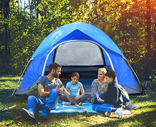 ABCCAMPING Tienda de campaña para 2 a 4 personas, tienda de campaña familiar con mosca de lluvia extraíble