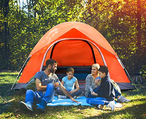 ABCCAMPING Tienda de campaña para 2 a 4 personas, tienda de campaña familiar con mosca de lluvia extraíble