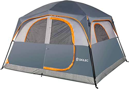 SKILEC Tienda de Campaña para 6-8 Personas Tienda de Campaña 6 personas para Senderismo Tienda de Camping Ligero Impermeable 8 Personas Exteriores Festival Camping Mochila (Gris)