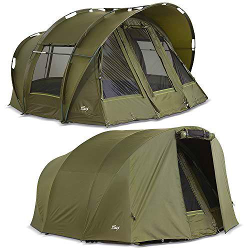 Carpa de pesca Lucx® Leopard Bivvy + Winterskin para 2 o 3 personas + tienda de campaña para 2 a 3 personas + tienda de pesca envolvente con cúpula para carpas + tienda de campaña de piel