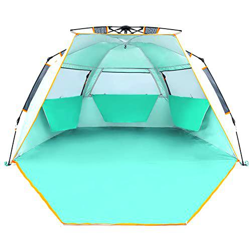 WolfWise Tienda de Playa para 3-4 Personas UPF 50+ Carpa Portátil Easy Up con Protección Solar Montaje al Instante