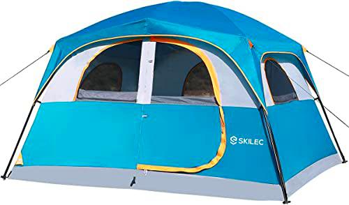 SKILEC Tienda de Campaña para 6-8 Personas Tienda de Campaña 6 Personas para Senderismo Tienda de Camping Ligero Impermeable 8 Personas Exteriores Festival Camping Mochila (Azul)