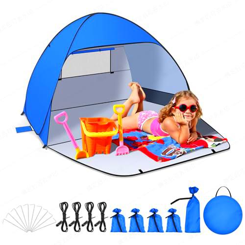 Jsdoin Tienda de Playa, Pop Up 1-3 Personas / 2-4 Personas Anti-UV Protección Solar Instantánea Automática UPF 50