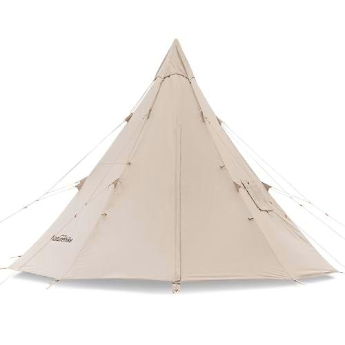 Naturehike Profound 9.6 Pirámide Teepee Tienda de Campaña de Algodón con Estufa Jack a Prueba de Viento 5-8 Persona Tienda de Techo Fácil de Montar para la Familia de Camping al Aire Libre