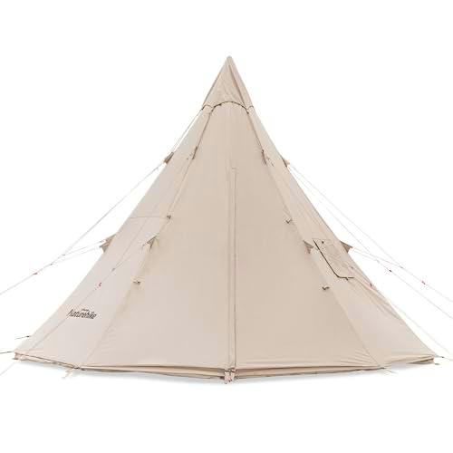 Naturehike Profound 9.6 Pirámide Teepee Tienda de Campaña de Algodón con Estufa Jack a Prueba de Viento 5-8 Persona Tienda de Techo Fácil de Montar para la Familia de Camping al Aire Libre