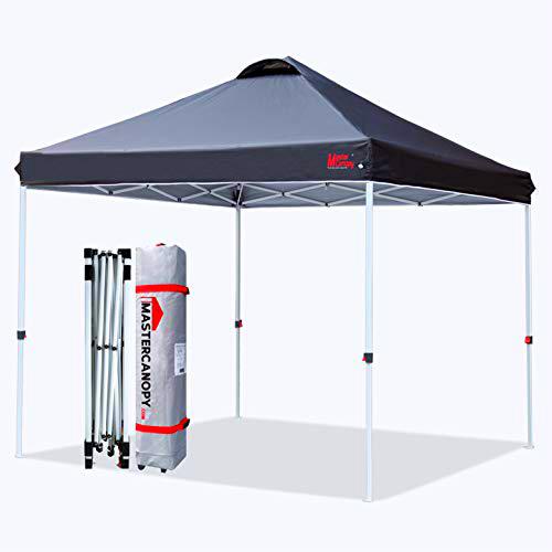 MASTERCANOPY Durable Ez Pop-up Canopy tienda con bolsa de rodillo (8x8, negro)